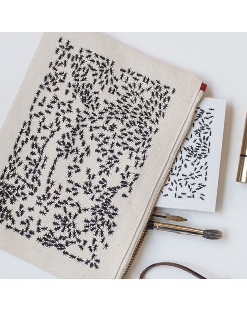 Pochette Fourmis beige - 21x15 cm