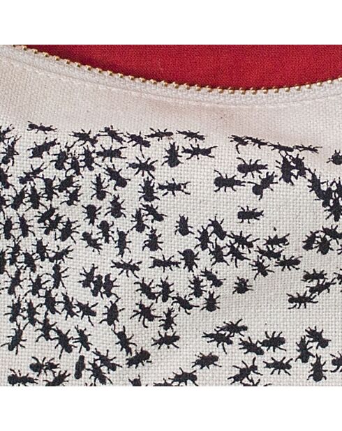 Pochette Fourmis beige - 21x15 cm