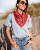 Organic Lines roze grote katoenen voile sjaal - 100x100 cm