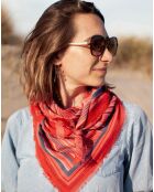 Organic Lines roze grote katoenen voile sjaal - 100x100 cm