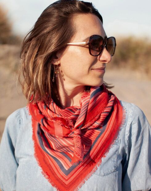 Organic Lines roze grote katoenen voile sjaal - 100x100 cm