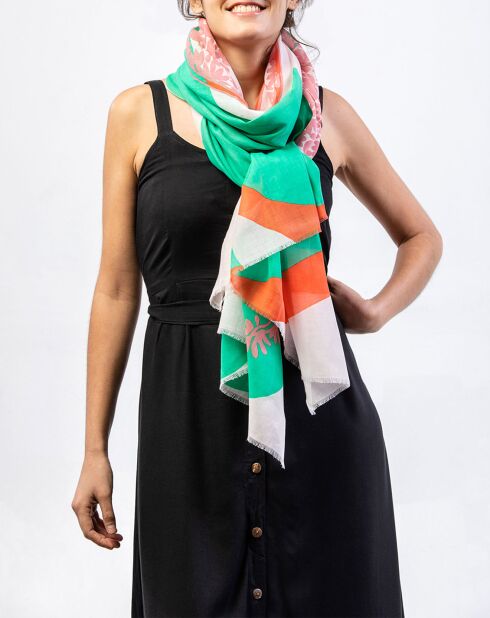 Ausgleichender grüner Schal aus 100% Bio-Baumwolle - 100x200 cm