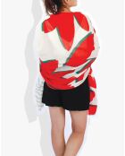 Schal aus 100% Bio-Baumwolle Rotes Bouquet - 100x200 cm