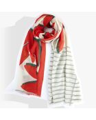 Schal aus 100% Bio-Baumwolle Rotes Bouquet - 100x200 cm