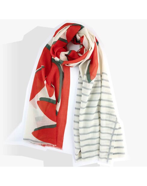 Schal aus 100% Bio-Baumwolle Rotes Bouquet - 100x200 cm