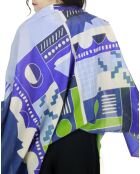 Pop-blaue Stola aus 100% Bio-Baumwolle, 200 x 100 cm