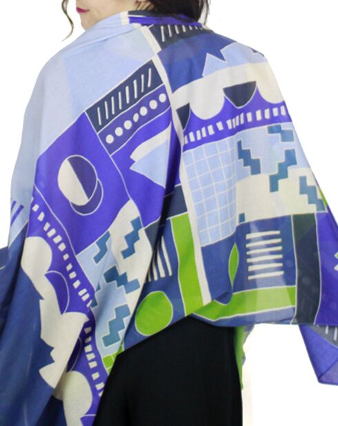 Pop-blaue Stola aus 100% Bio-Baumwolle, 200 x 100 cm