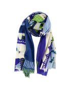 Pop-blaue Stola aus 100% Bio-Baumwolle, 200 x 100 cm