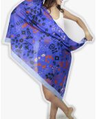 Stola Flora blau aus 100% Bio-Baumwolle - 100x200 cm