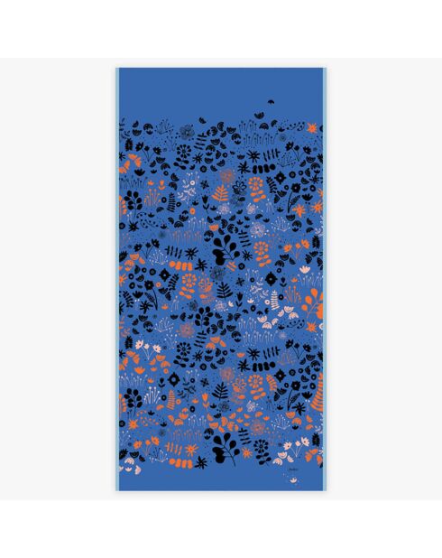 Stola Flora blue 100% cotone biologico - 100x200 cm