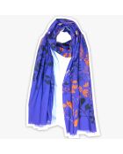 Stola Flora blau aus 100% Bio-Baumwolle - 100x200 cm