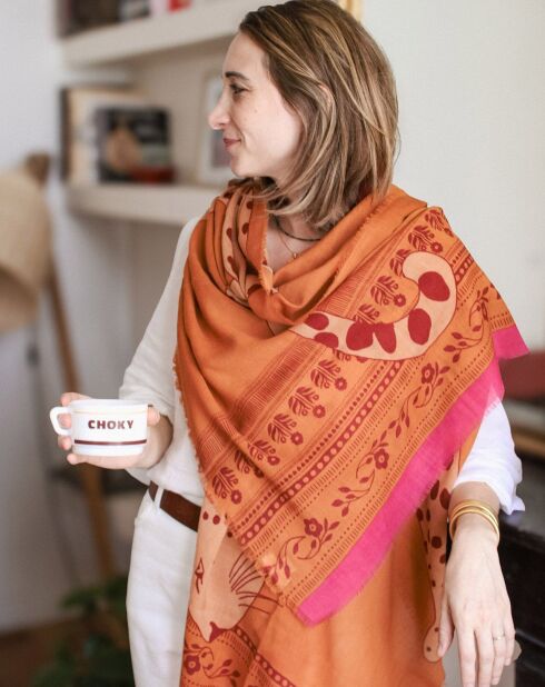 Gemusterter Kamelschal aus 100% Wolle - 70x180 cm