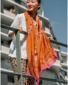 Gemusterter Kamelschal aus 100% Wolle - 70x180 cm