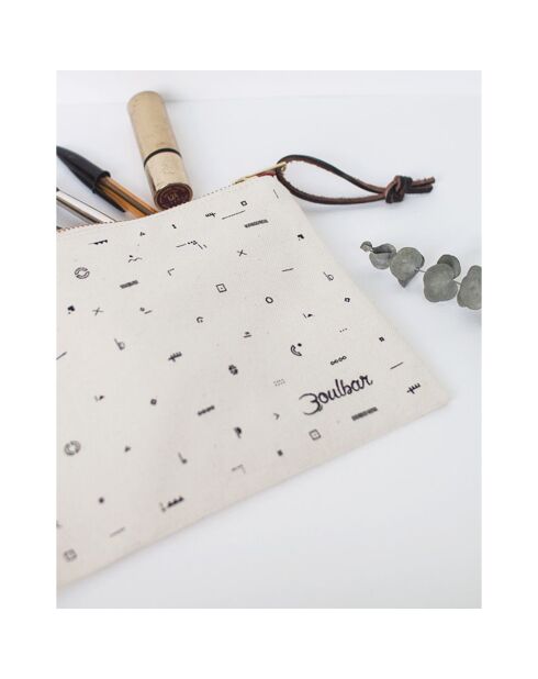 Pochette Motifs 100% Coton Bio crème - 16x22 cm