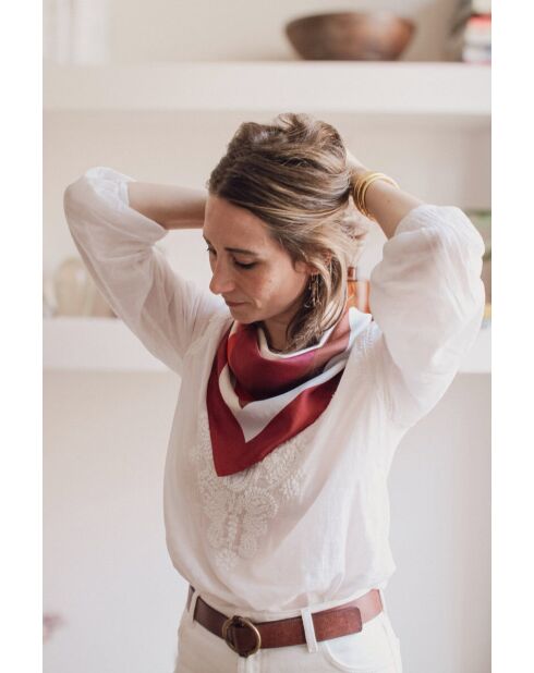 Schal aus 100% roter Seide - 65x65 cm