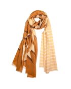 Foulard 100% Coton bio bouquet camel - 100x200 cm