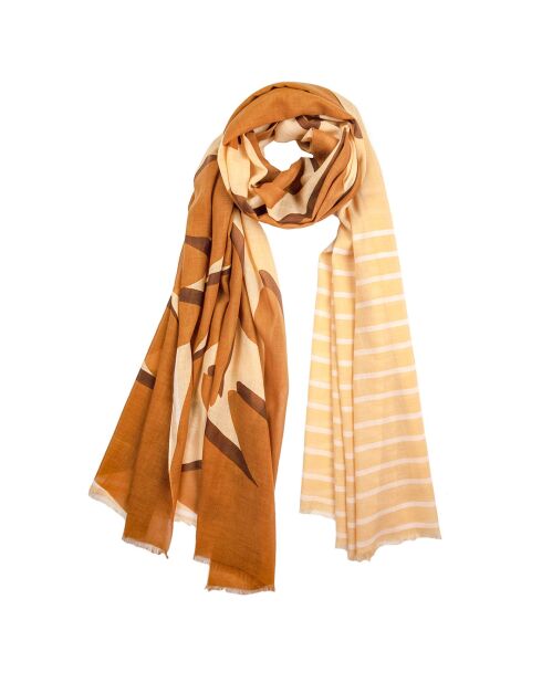 Foulard 100% Coton bio bouquet camel - 100x200 cm