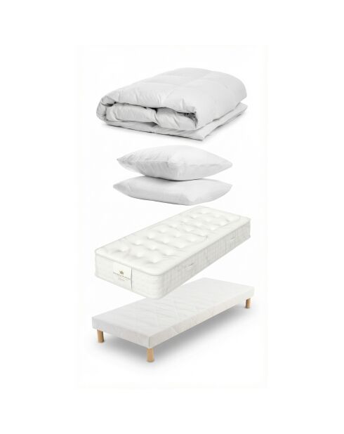 Paquete de colchones Heritage de 27 cm, somier de 90 x 190 cm, almohada de 60 x 40 cm y edredón de 140 x 200 cm, 90 x 190 cm