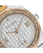 Montre en quartz pour femme texture argenté/doré rose