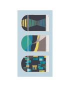 Surrealer Schal aus 100% blauer Wolle - 100x190 cm