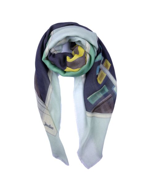 Surrealer Schal aus 100% blauer Wolle - 100x190 cm