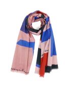 Rosafarbener Schal aus 100% Bio-Baumwolle, Naht für Stich, 200 x 100 cm