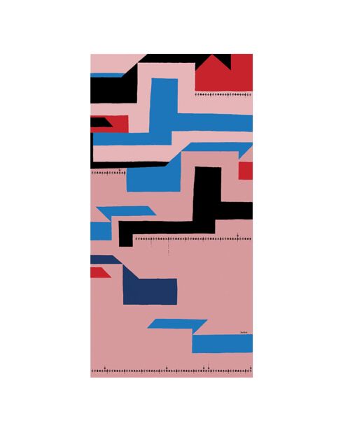 Rosafarbener Schal aus 100% Bio-Baumwolle, Naht für Stich, 200 x 100 cm