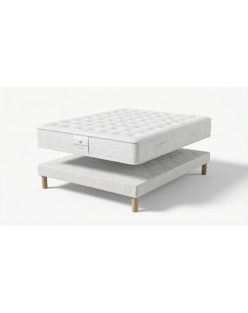Pack Matelas Héritage 27 cm + Sommier blancs - 160x200 cm