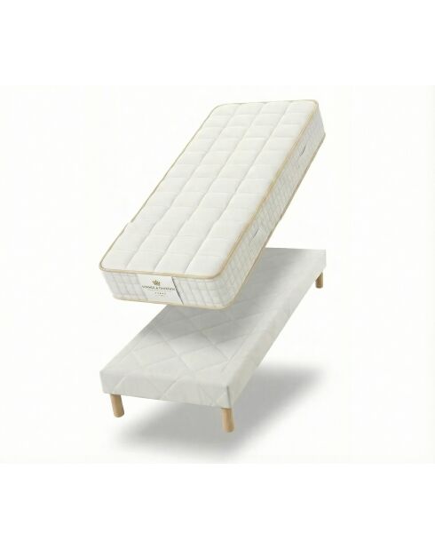 Pack Magal Matratze 25 cm + weißes Boxspringbett - 90x200 cm