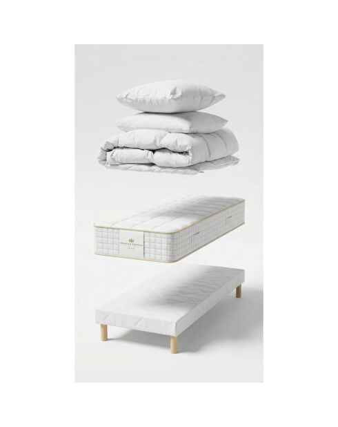 Pack Matelas Magal 30 cm + Sommier 90x200 cm + Oreiller 60x40 cm + Couette 140x200 cm - 90x200 cm