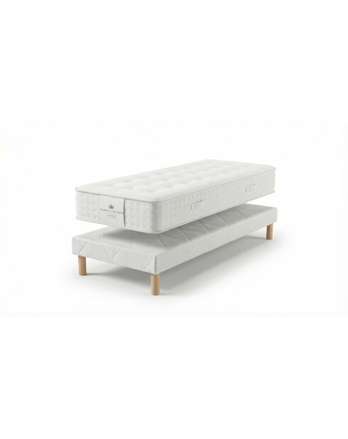 Pack Matelas Héritage 27 cm + Sommier blancs - 90x200 cm