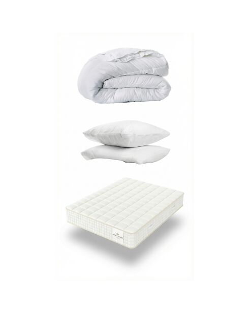 Confezione materasso Magal 30 cm + 2 cuscini 60x40 cm + piumino 240x260 cm - 180x200 cm