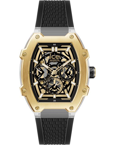 Boliday schwarze transparente Skelett-Damenuhr