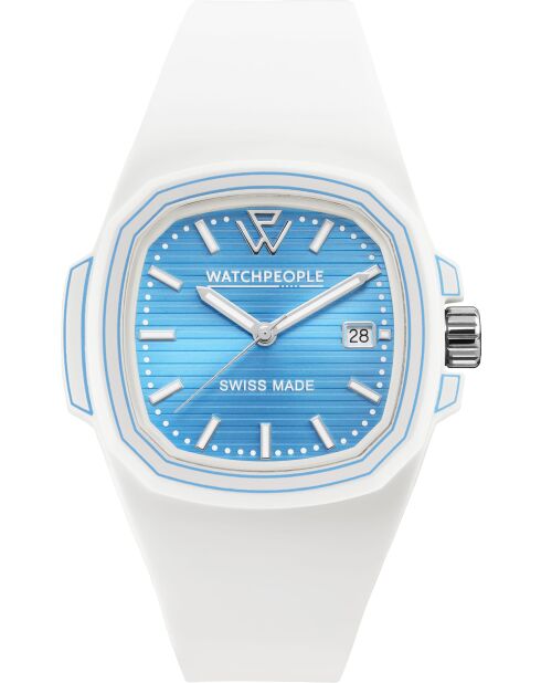 Montre WP4  Lignes turquoise blanche