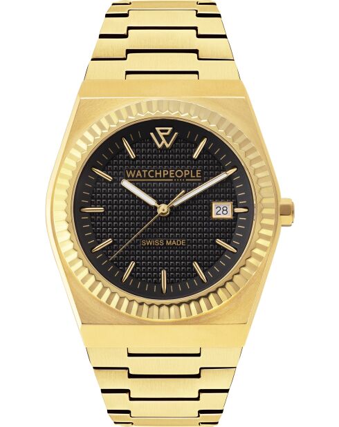 Montre WP1 Brossée Texture carrée dorée
