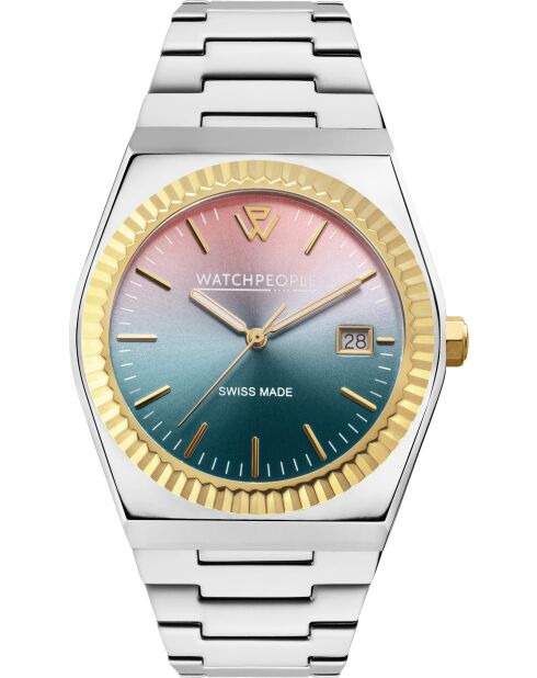 Montre WP1 Argenté Brillant Vert-de-gris coucher de soleil argentée