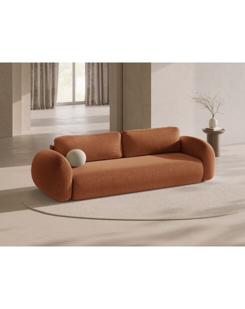 Canapé Convertible Avec Coffre De Rangement Kora 3 Places Brique - 262x105x88 cm