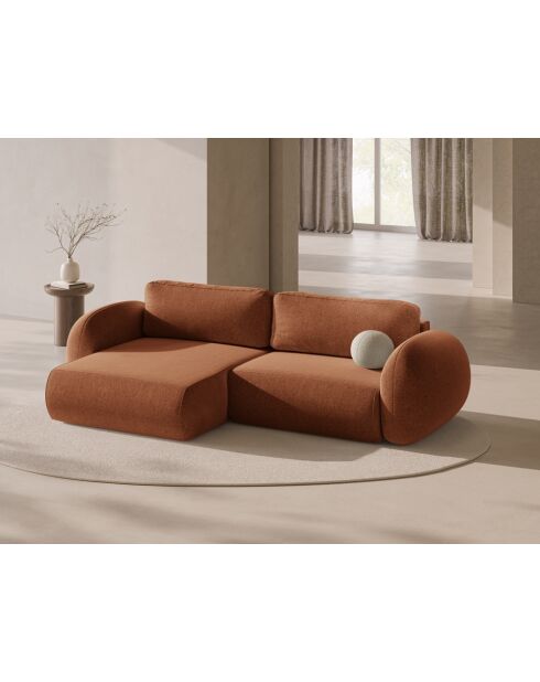 Canapé D'Angle Convertible Avec Rangement Kora 3 Places Brique - 262x149x88 cm