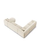 Divano angolare destro panoramico modulare Talia a 7 posti in velluto beige chiaro - 330x255x70 cm