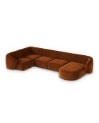 Canapé D'Angle Panoramique (Côté Gauche) Velours Jane 6 Places Terracotta - 336x166x74 cm