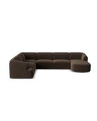 Canapé D'Angle Droit Panoramique Modulable En Velours Talia 7 Places Chocolat - 330x255x70 cm