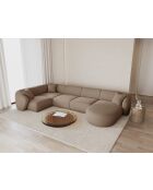 Linkes offenes Panorama-Ecksofa Jane 6-Sitzer Cappuccino — 336x166x74 cm
