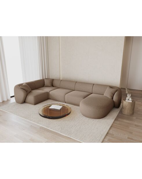 Canapé D'Angle Panoramique Droit Ouvert Jane 6 Places Cappuccino - 336x166x74 cm