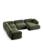 Canapé D'Angle Droit Panoramique Modulable En Velours Lony 5 Places Vert - 345x250x68 cm