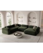 Canapé D'Angle Droit Panoramique Modulable En Velours Lony 5 Places Vert - 345x250x68 cm