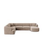 Talia 7-zits donkerbeige fluwelen modulaire panoramische hoekbank met rechte hoek - 330x255x70 cm