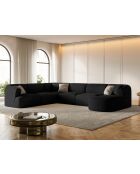 Talia 7-zits zwarte modulaire panoramische hoekbank rechts - 330x255x70 cm