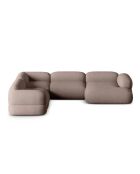Lony 5-zits cappuccino modulaire panoramische hoekbank met rechte hoek - 345x250x68 cm