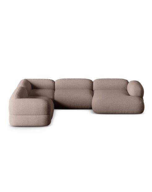 Lony 5-zits cappuccino modulaire panoramische hoekbank met rechte hoek - 345x250x68 cm