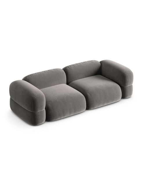 Canapé Modulaire Velours Lony 4 Places Gris - 250x100x68 cm